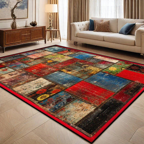 Navak Carpet Persian Retro Geometric Carpet Boho Decoration Non-slip Washable Large Living Room Rugs Bedroom Tables Side Easy Clean Floor Mat
