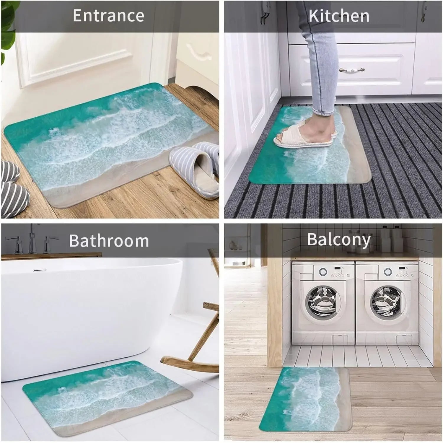 Navak Teppich, nautische Küsten-Strandwellen, Eingangs-Fußmatte, Heimdekoration, Küche, Flur, Balkon, Teppiche, Badezimmer, Anti-Rutsch-Matte, Fußpolster