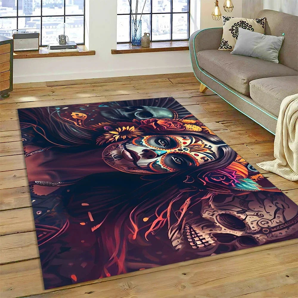 Navak Teppich, Horror-Totenkopf-Mädchen, tot, Gothic, untote Frau, Teppich für Zuhause, Wohnzimmer, Schlafzimmer, Sofa, Fußmatte, Dekoration, Kinderbereich, rutschfeste Matte