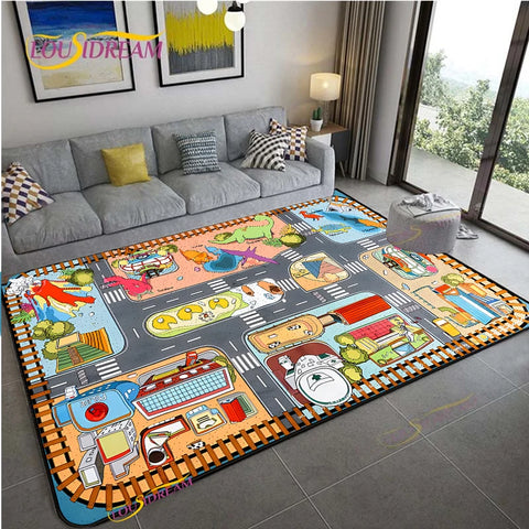 Navak Teppich Alfombra Straßenverkehrsroutenkarte Teppich Wohnzimmer Sofa Couchtisch Schlafzimmer Teppiche Küche Kinderspiel Anti-Rutsch-Bodenmatte Wohnkultur