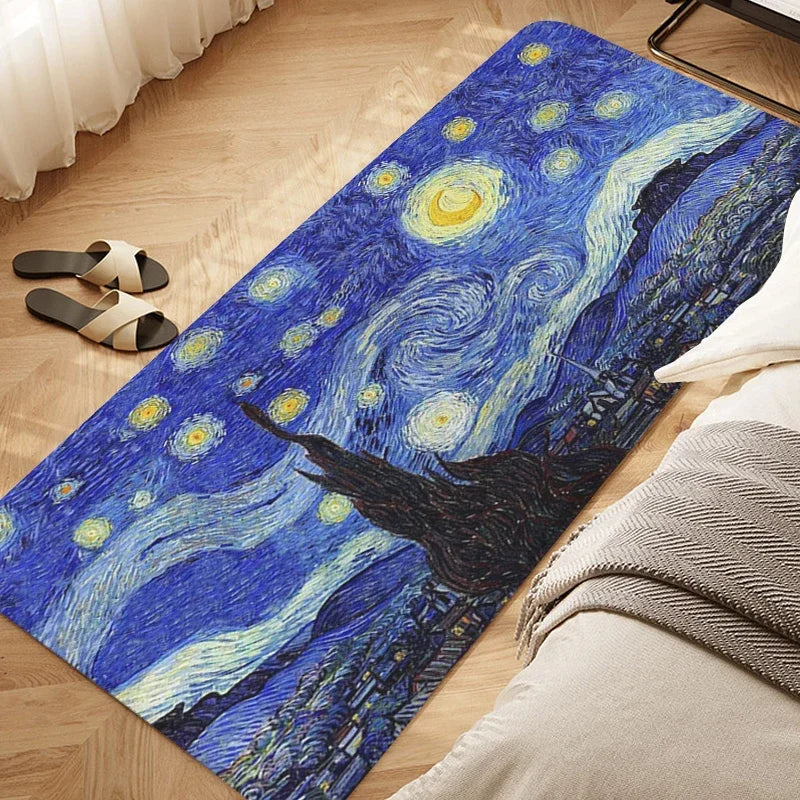 Navak Teppich Schlafzimmerteppich D-Van D-Gogh Kunstteppich für Küche Wohnzimmer Bad Flur Fußmatte Rutschfeste individuelle Fußmatte Eingangstür