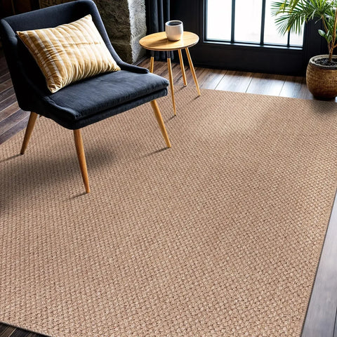 Navak Carpet Easy Jute-Teppich, 5 x 7, Naturfarben, für drinnen und draußen, Bauernhaus-Teppiche für Wohnzimmer, Terrasse und Küche (5 x 7)