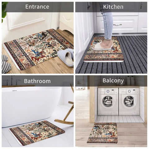 Navak Teppich, blau, antik, persischer Isfahan-Seidenteppich mit Tieren, Eingangsmatte, Stammes-Ethno-Blumenmuster, Badematte, Teppich