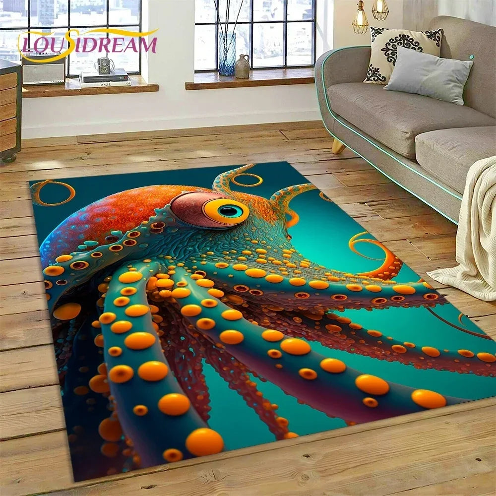 Navak Teppich, 3D-Unterwasserwelt, Meeresboden, Delfin, Cartoon-Teppich, für Schlafzimmer, Wohnzimmer, Sofa, Dekoration, große Bodenmatte für Kinder