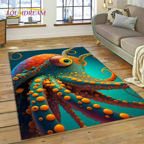 Navak Teppich, 3D-Unterwasserwelt, Meeresboden, Delfin, Cartoon-Teppich, für Schlafzimmer, Wohnzimmer, Sofa, Dekoration, große Bodenmatte für Kinder