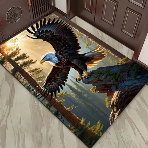 Navak Teppich 3D Adler Abheben Druckbereich Teppich-Rutschfeste Polyester Stuhl Teppich Pad, Wohnzimmer Innen Schlafzimmer Dekoration