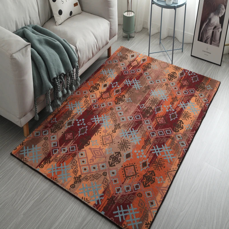 Navak Teppich KristallsamtteppichBohemian Muster Dekorativer Wohnzimmerteppich Tribal Style Marokkanischer Luxus Persischer Schlafzimmerteppich Geometrisch A