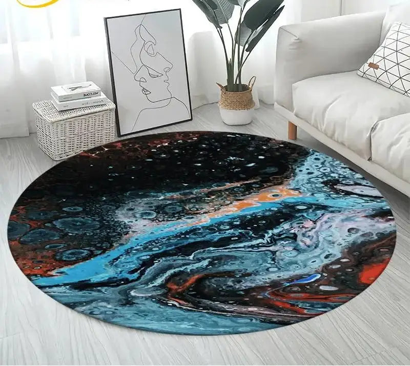 Navak Carpet Nordic Colour Green Gold White Marble Round Carpet Balcony Floor Mat Bathroom Living Room Home Yoga Coffee Mats Home Decor Rug