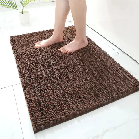Navak Carpet Olanly Chenille-Badezimmerteppich, extra weich, zottelige Badematte, rutschfeste Badezimmer-Bodenmatte, wasserabsorbierende Plüsch-Mikrofaser-Teppiche für die Dusche