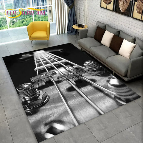 Navak Teppich, klassische Gitarre, E-Gitarre, Bass, Teppich für Wohnzimmer, Schlafzimmer, Sofa, Fußmatte, Dekoration, rutschfeste Bodenmatte für Kinderspiele