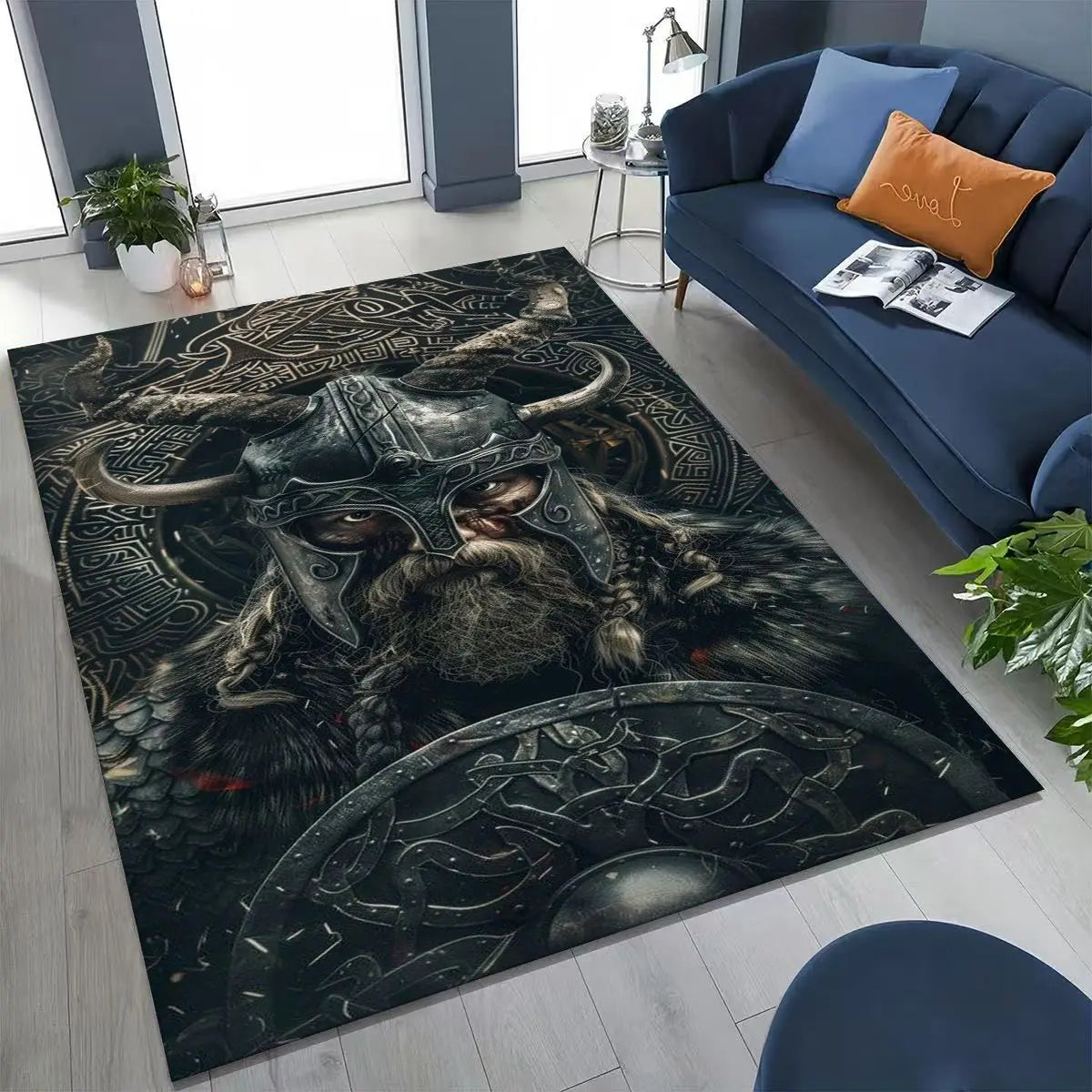 Navak Teppich, nordisches Wikinger-Kriegersymbol, Valhalla, Valknut, Rune, Moto-Teppich für Schlafzimmer, Wohnzimmer, Sofa, Zuhause, Fußmatte, Dekor, rutschfeste Bodenmatte