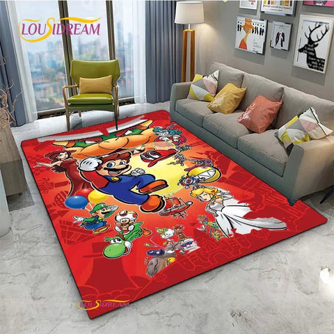 Navak Teppich Mario Cartoon Anime Teppich für Wohnzimmer Schlafzimmer Niedliche Teppiche Tisch Küchentür Kinder Rutschfeste Fußmatten Alfombra Geburtstagsgeschenk