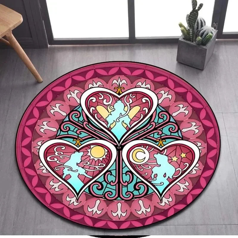 Navak Carpet Daily Picks DISNEY Kingdom Hearts Cartoon-Muster Bereich Teppich Runde Bodenmatte Kind Wohnzimmer Teppich Badezimmer Küche Fußmatte Dekorieren