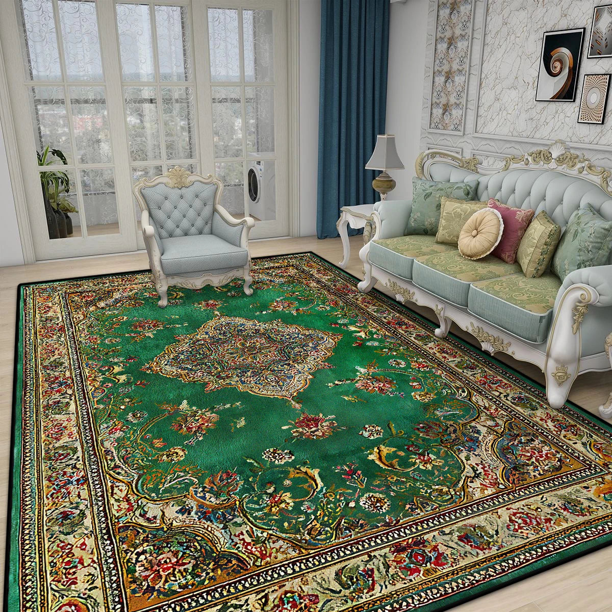 Navak Carpet Retro Boho Luxurious Carpet for Living Room Bedroom Persian Decoration Home Large Area Rugs Non-slip Entrance Door Mat Washable