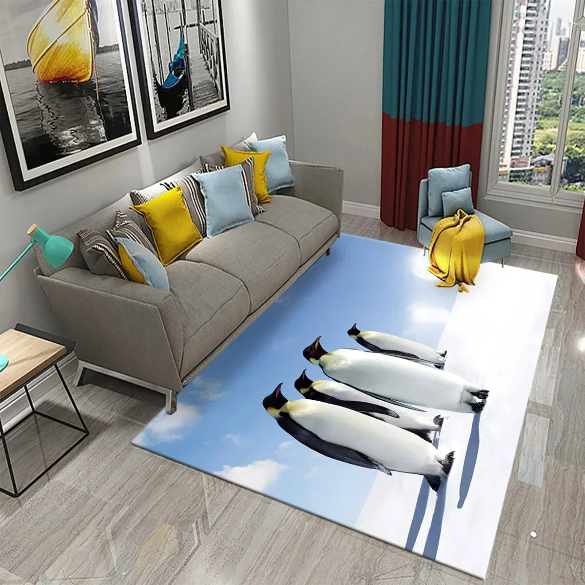 Navak Carpet Antarctica Penguin Pattern Carpet Lovely Animal Design Living Room Bedroom And Bathroom Non-Slip Carpet