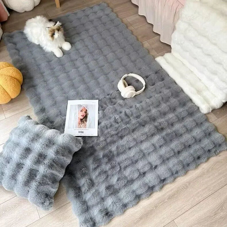 Navak Teppich, 1 Stück, Bubble-Plüsch-Teppich für Heimdekoration, Kaninchenhaar-Imitation, Balkonkissen, Kinder, Wohnzimmer, Kunstpelz, Teppich, Mädchen, Schlafzimmer, Fußmatte
