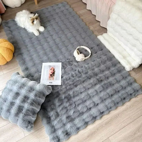 Navak Teppich, 1 Stück, Bubble-Plüsch-Teppich für Heimdekoration, Kaninchenhaar-Imitation, Balkonkissen, Kinder, Wohnzimmer, Kunstpelz, Teppich, Mädchen, Schlafzimmer, Fußmatte