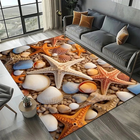 Navak Carpet 3D-Strandmuschel-Teppich für Kinderspielbereich und Schlafzimmer, rutschfestes Dekor