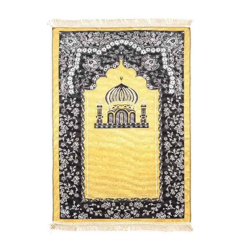 Navak Teppich Damen Herren Muslimischer Gebetsteppich Anbetung Kniend Bedruckte Bodenmatte Tragbare Reise-Gebetsteppiche Ramadan-Geschenk Weicher islamischer Gebetsteppich