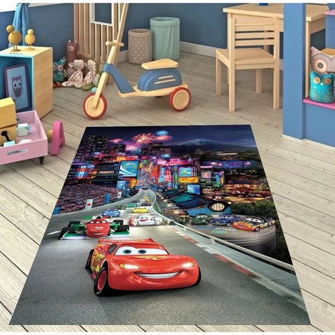 Navak Carpet Daily Picks Autobahn-Auto-Bodenteppich, McQueen-Cartoon-Auto-Teppich für Kinderzimmer-Dekoration, minimalistische Spielmatte für Kinderzimmer, Geschenkideen