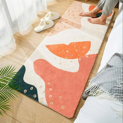 Navak Teppich Schlafzimmer Home Teppich Nachttisch Teppich Dekoration Wohnzimmer Weiche Tür Matten Blatt Druck Flauschigen Plüsch Boden Matte Shaggy Alfombra 양탄자