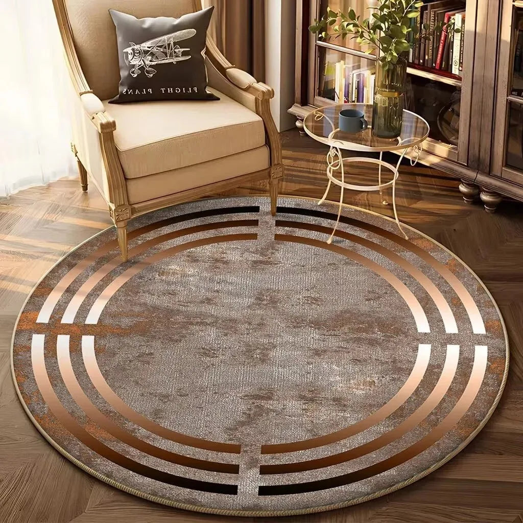 Navak Teppich, europäischer Gold-Luxus-Rundteppich, Wohnzimmer-Sofa, großer Teppich, bequem, rutschfest, für das Bett, Schlafzimmer, Teetischmatte