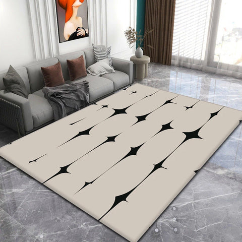 Navak Carpet Nordic Black White Simple Style Carpets for Living Room Soft Washable Non-slip Large Area Rugs for Bedroom Decoration Home Mat