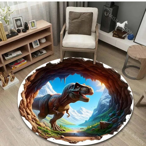 Navak Teppich, 3D-Dinosaurier-Druck, runde Teppiche für den Schlafzimmerbereich, Fußmatten für Kinderzimmer, Badematte, Teppich, Wohnzimmer, Heimdekoration für Geschenke