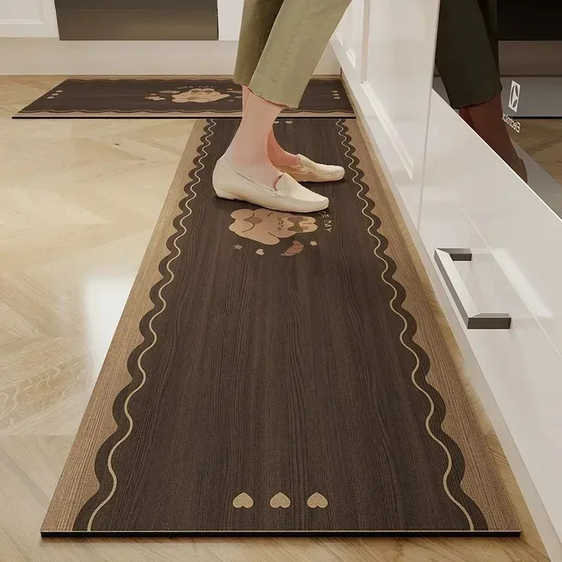 Navak Teppich, Küchen-Bodenmatte, wasserdicht, rutschfest, Vinyl-Teppich, PVC-Küchen-Lederteppich, Cartoon-Teppiche mit Holzmaserung, Alfombras De Cocina