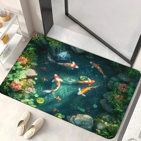 Navak Carpet 1 Stück 3D-Muster Landschaft Fußmatten Küchenteppiche Rutschfeste Pop-Design Badezimmerteppiche Badematte Teppich für Zuhause Waschbecken Wäsche Dekor