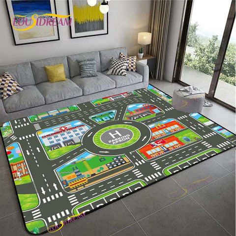 Navak Teppich Alfombra Straßenverkehrsroutenkarte Teppich Wohnzimmer Sofa Couchtisch Schlafzimmer Teppiche Küche Kinderspiel Anti-Rutsch-Bodenmatte Wohnkultur