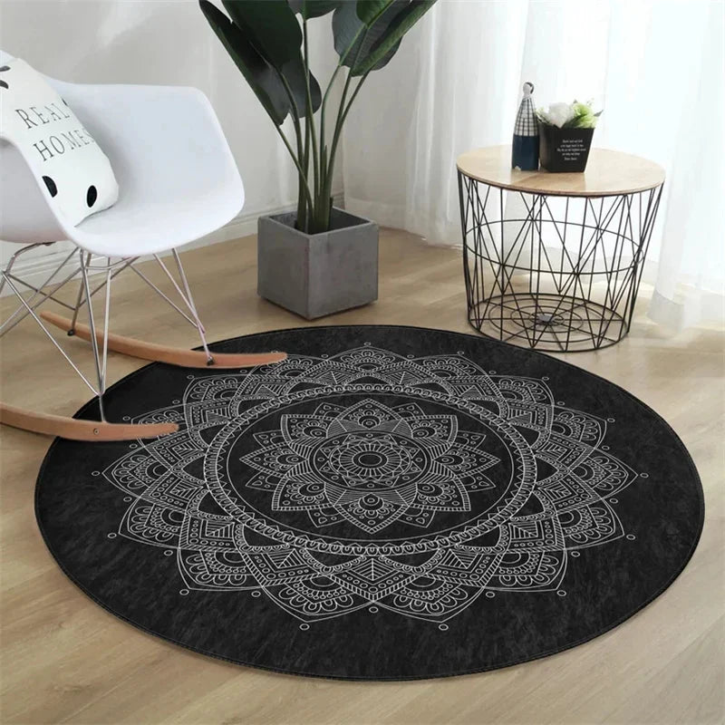 Navak Teppich, grüner Mandala-Druck, Teppich für Wohnzimmer, Schlafzimmer, Nachttisch, rutschfest, weich, Teppiche für Couchtische, Lounge-Fußmatte, waschbar