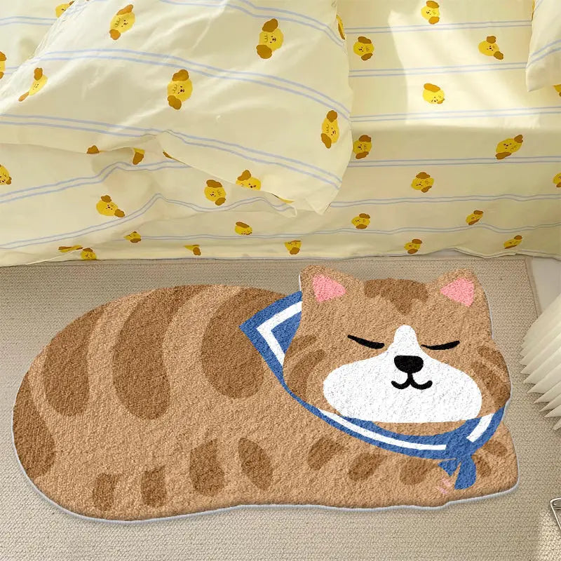 Navak Carpet Imitation cashmere special-shaped cartoon cat carpet bedroom living room cloakroom entry floor mat non-slip bedside floor mat