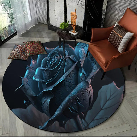 Navak Teppich, 3D, luxuriös, Blumen, Rosen, Gänseblümchen, nordischer runder Teppich für Wohnzimmer, Schlafzimmer, Kinderspielzimmer, Stuhldekoration, Haustierbereich, rutschfeste Matte