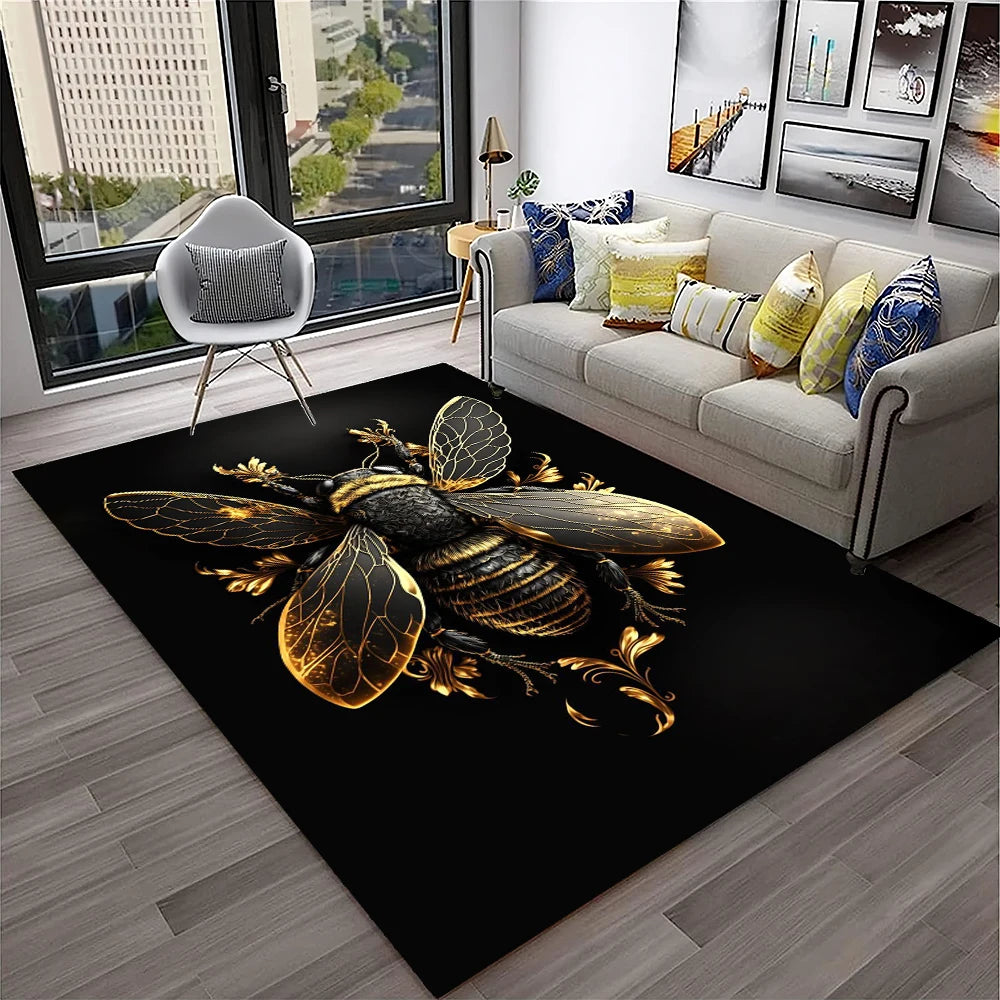 Navak Teppich, süße Biene, Honigbiene, Insekten-Cartoon, 3D-Teppich für Zuhause, Wohnzimmer, Schlafzimmer, Sofa, Fußmatte, Dekor, Kinderbereich, Teppich, rutschfeste Bodenmatte