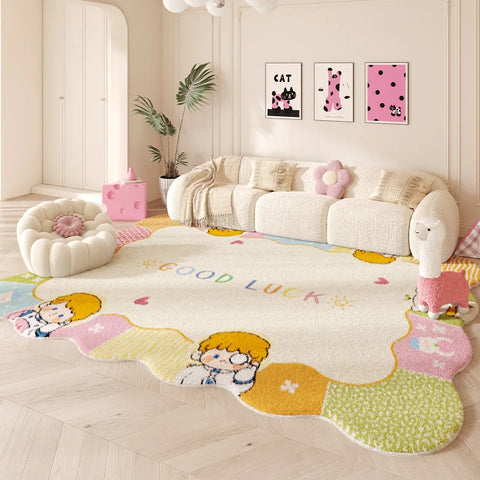 Navak Teppich Unregelmäßige Form Teppiche für Wohnzimmer Rosa Schlafzimmer Dekor Teppich Flauschig Weich Kinderzimmer Teppich Haushalt Verdickte Bodenmatte