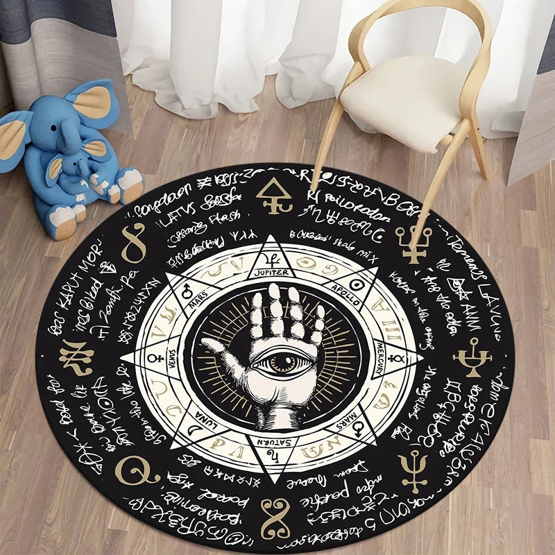 Navak Teppich Nordischer Stil Sonne Mond Rundteppich Wohnzimmer Bett Bad Kinderboden Dekoration Rutschfeste Matte