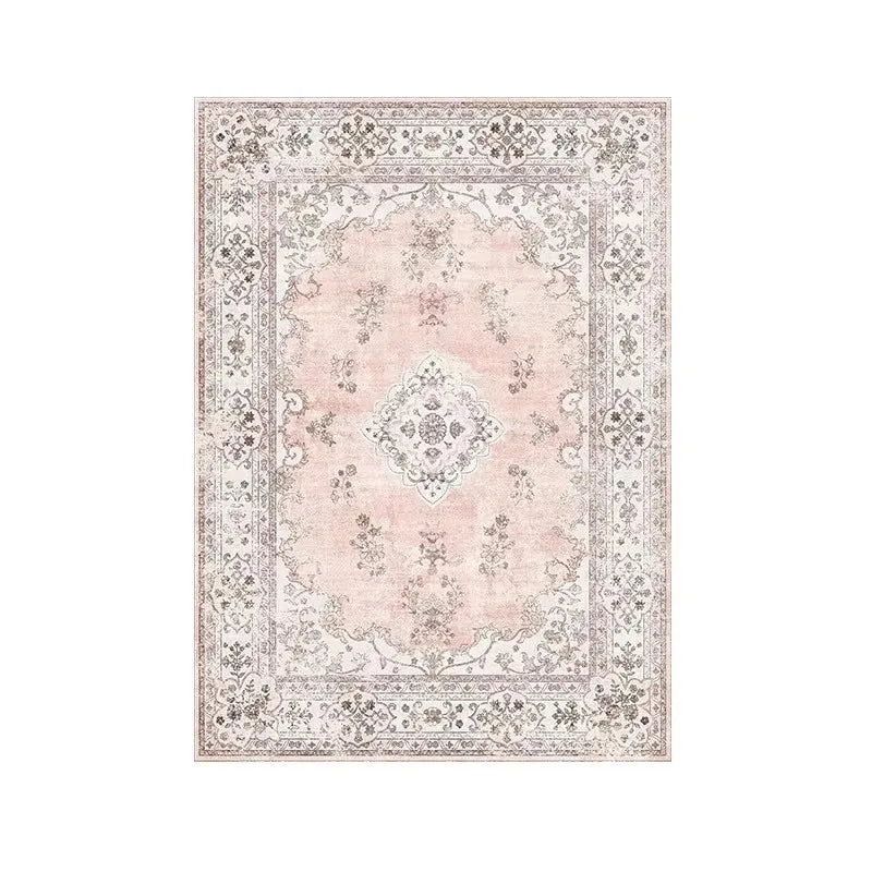 Navak Teppich, rutschfeste Rückseite, rosa, weicher Teppich, faltbar, maschinenwaschbar, Retro-Stil, für Wohnzimmer, Schlafzimmer, Esszimmer, Heimbüro, Dekoration