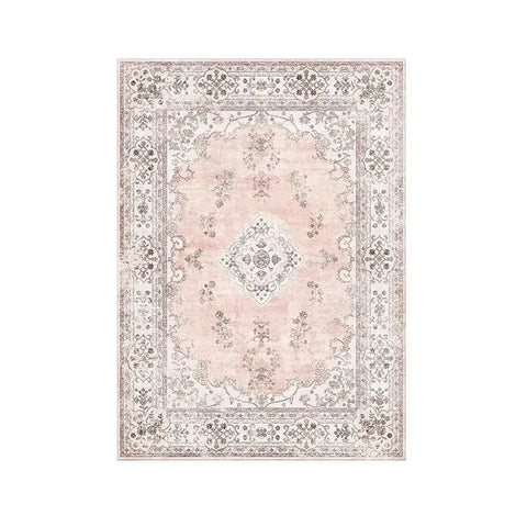 Navak Teppich, rutschfeste Rückseite, rosa, weicher Teppich, faltbar, maschinenwaschbar, Retro-Stil, für Wohnzimmer, Schlafzimmer, Esszimmer, Heimbüro, Dekoration