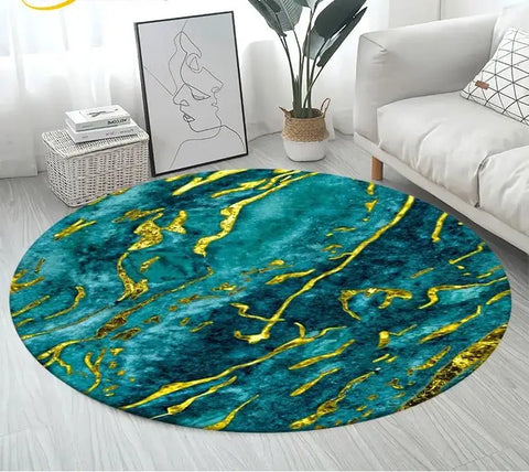Navak Carpet Nordic Colour Green Gold White Marble Round Carpet Balcony Floor Mat Bathroom Living Room Home Yoga Coffee Mats Home Decor Rug