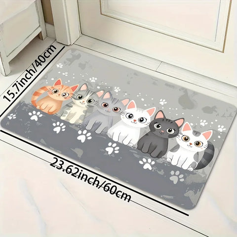 Navak Carpet Exclusive Picks Cute Cartoon Cat Paw Print Carpet Machine Washable Non-Slip Kitchen Bathroom Mat Bedroom Long Rugs Home Decoration