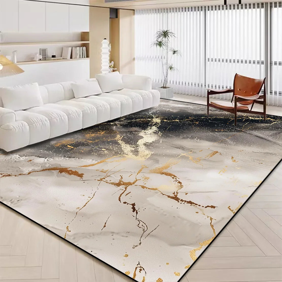 Navak Carpet Luxuriöser weißer Marmorteppich für Wohnzimmer, nordische Golddekoration, Heimteppich, rutschfeste, waschbare Teppiche für Schlafzimmer, Ins-Bodenmatte 러그