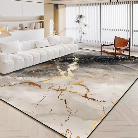 Navak Carpet Luxuriöser weißer Marmorteppich für Wohnzimmer, nordische Golddekoration, Heimteppich, rutschfeste, waschbare Teppiche für Schlafzimmer, Ins-Bodenmatte 러그
