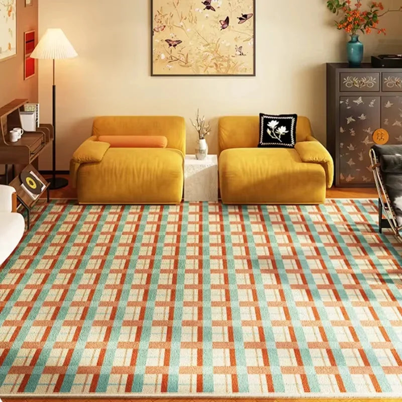 Navak Carpet Retro-Luxus-Teppiche für Schlafzimmer, dicker Plüsch-Nachttischvorleger, große Fläche, Wohnzimmerdekoration, Schachbrett-Teppich, Zuhause, flauschige, weiche Matte