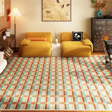 Navak Carpet Retro-Luxus-Teppiche für Schlafzimmer, dicker Plüsch-Nachttischvorleger, große Fläche, Wohnzimmerdekoration, Schachbrett-Teppich, Zuhause, flauschige, weiche Matte