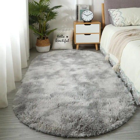Navak Carpet Exclusive Picks Nordischer Ins-Teppich mit verdicktem Langhaar und Batikmuster aus Seidenhaar. Moderner, schlichter ovaler Schlafzimmer-Bettteppich, Wohnzimmer-Sofa-Teppich