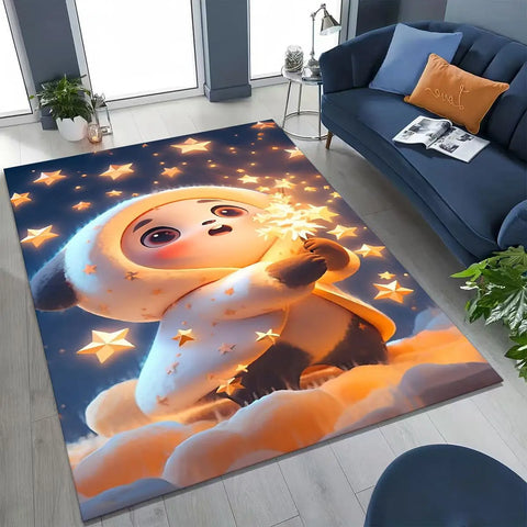 Navak Carpet 27 Style Dream Panda Niedlicher Cartoon-Kunst-Teppich für Schlafzimmer, Wohnzimmer, Sofa, Zuhause, Fußmatte, Dekor, große rutschfeste Bodenmatte für Kinder zum Spielen, Geschenk