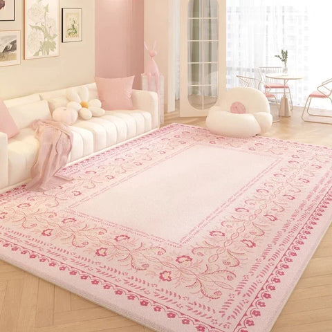 Navak Carpet Koreanischer minimalistischer Teppich – Dicker Wohnzimmerteppich in Rosa, übergroße Schlafzimmer-Bodenmatte, weich und gemütlich