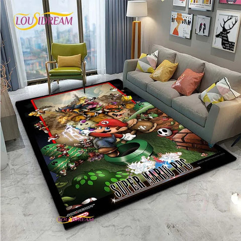 Navak Teppich Mario Cartoon Anime Teppich für Wohnzimmer Schlafzimmer Niedliche Teppiche Tisch Küchentür Kinder Rutschfeste Fußmatten Alfombra Geburtstagsgeschenk