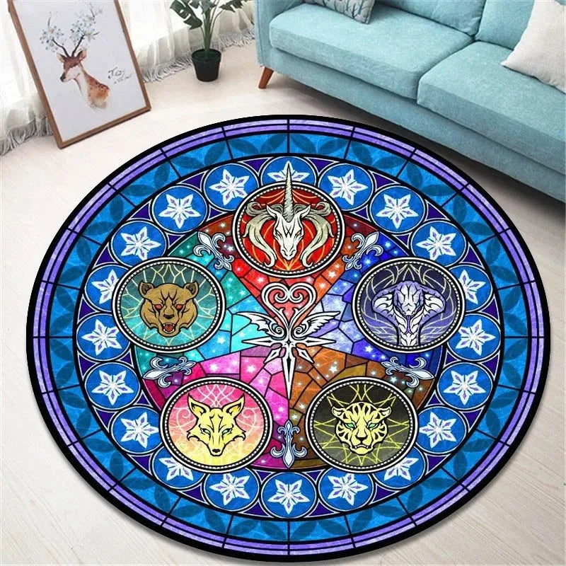 Navak Carpet Daily Picks Kingdom Hearts Cartoon-Teppich, runde Bodenmatte, Wohnzimmerteppich, Badezimmer, Küchenteppich, Fußmatte, rutschfeste Bodenmatte